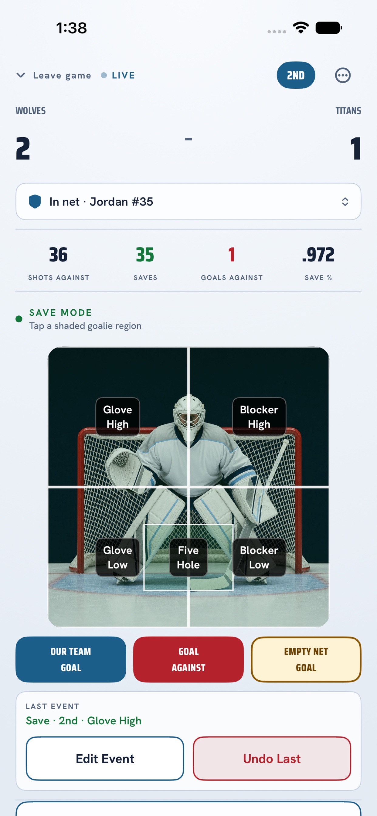 PuckStop 1.0.2 live tracking screen